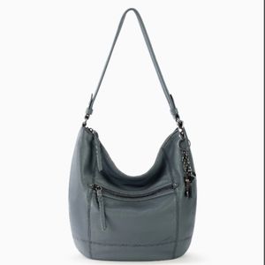 👉 THE SAK SEQUOIA HOBO BAG ~DUSTY BLUE GREY LEATHER with KEY RING!!